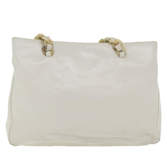 Luxury Prada Chain Tote Bag Leather White Silver 88271