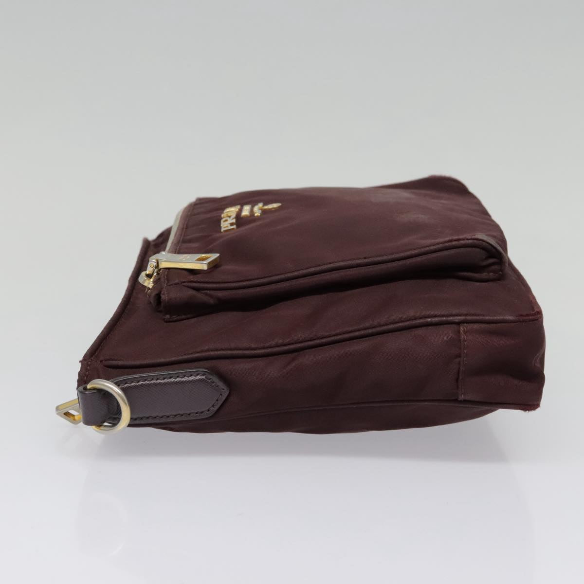 Luxury Prada Shoulder Bag Nylon Wine Red Gold 88278