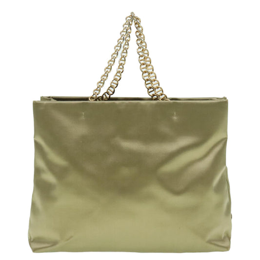 Luxury Prada Chain Hand Bag Satin Khaki Gold 88296