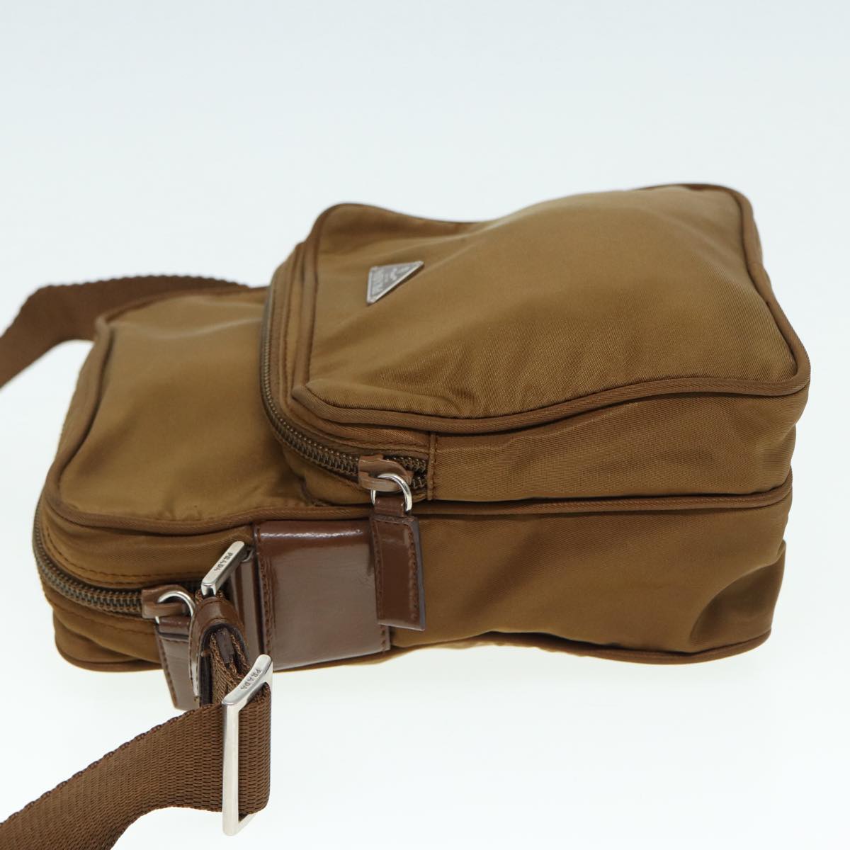 Luxury Prada Shoulder Bag Nylon Brown Silver 88341