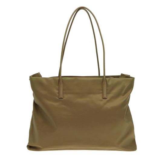 Luxury Prada Tote Bag Nylon Khaki Silver 88346