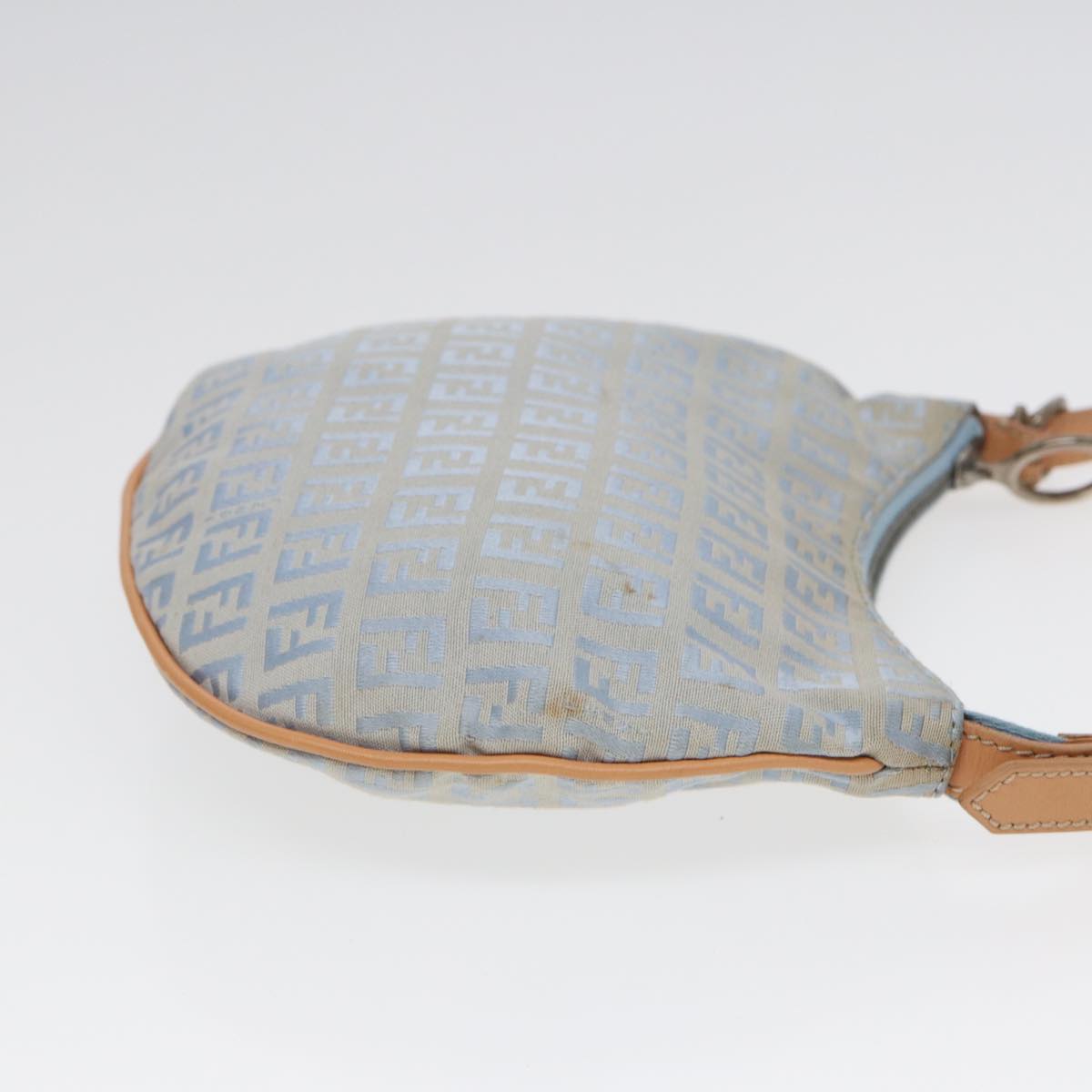 Luxury Fendi Zucchino Canvas Shoulder Bag Light Blue Silver88411