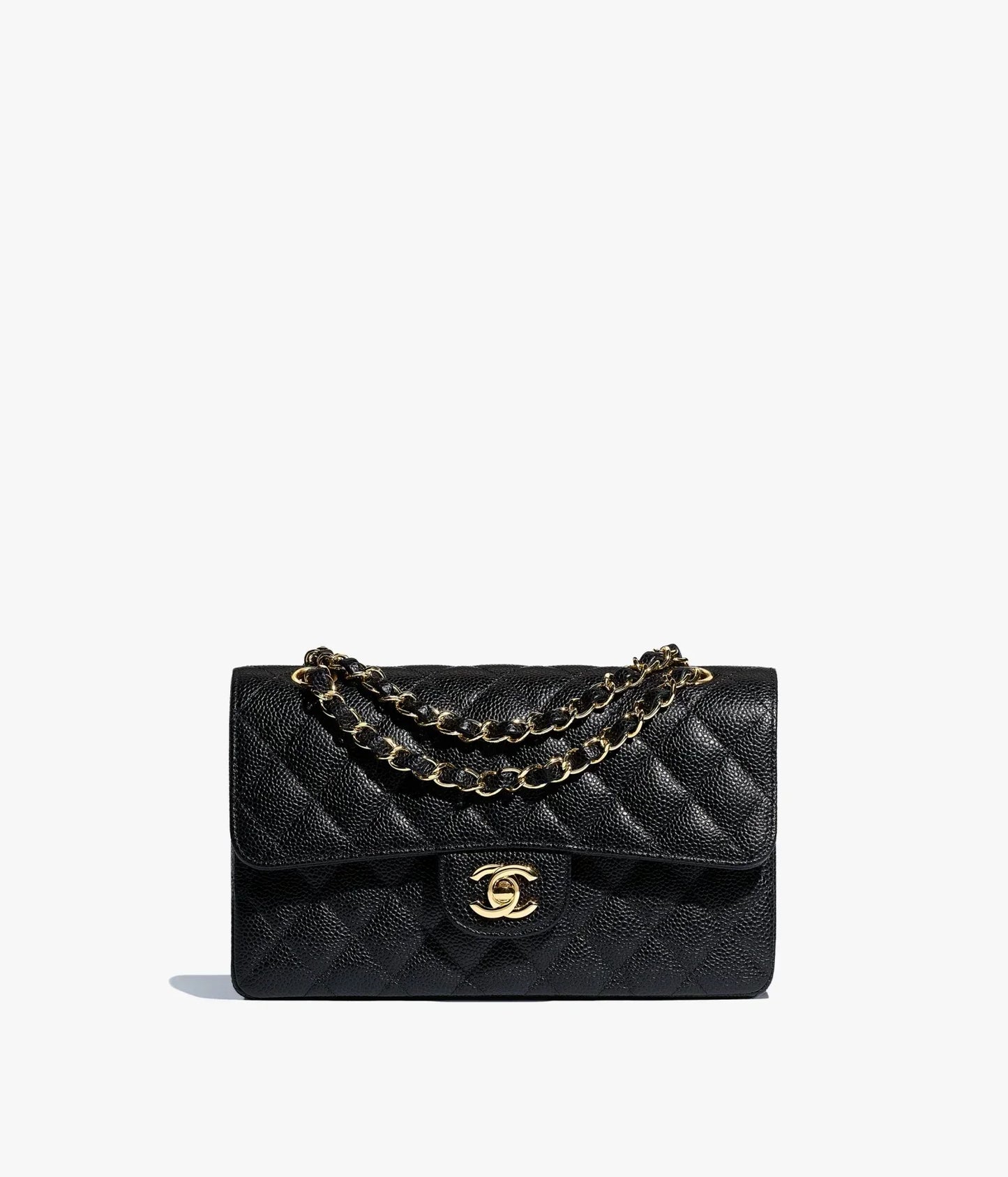 Luxury Chanel Small Classic Handbag Grained Calfskin & Gold-Tone Metal Black