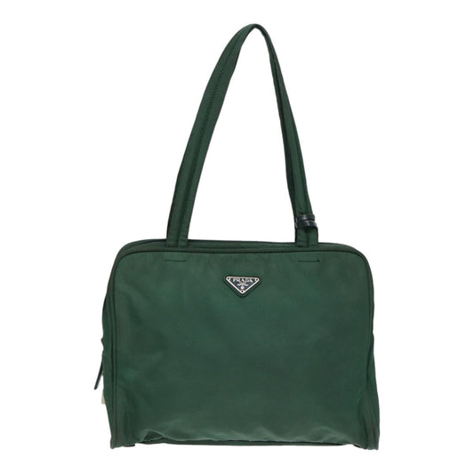 Luxury Prada Tote Bag Nylon Khaki Silver 88613
