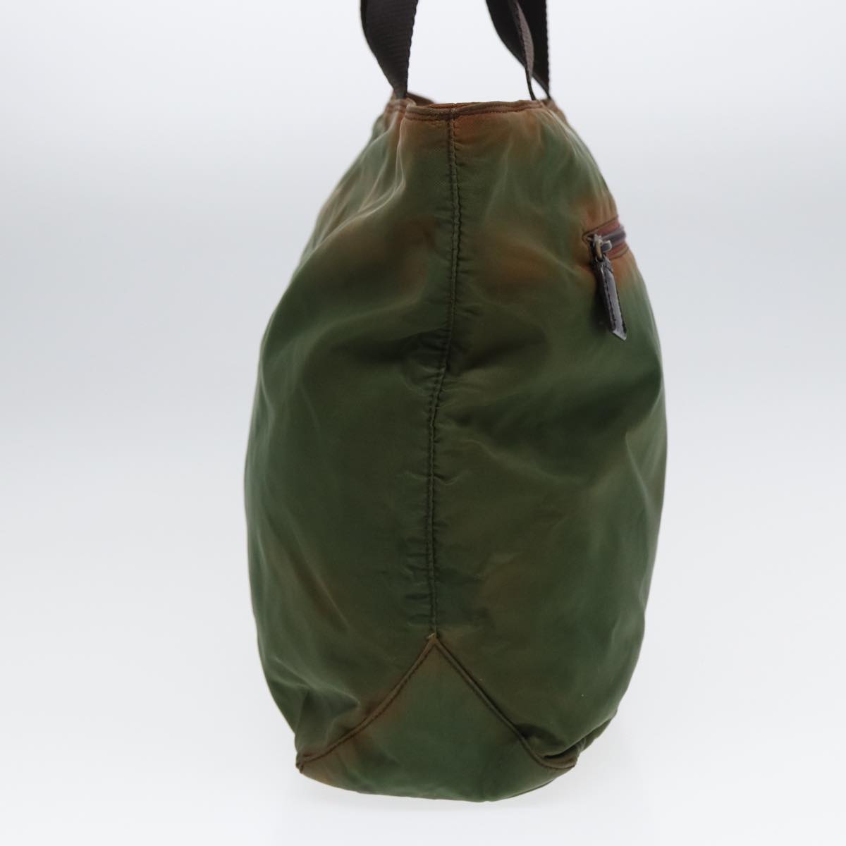 Luxury Prada Tote Bag Nylon Green Brown Silver 88715
