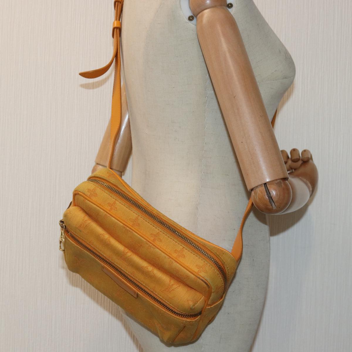 LOUIS VUITTON Monogram Denim Bum BagOutdoor Waist bag Yellow M44623 88743