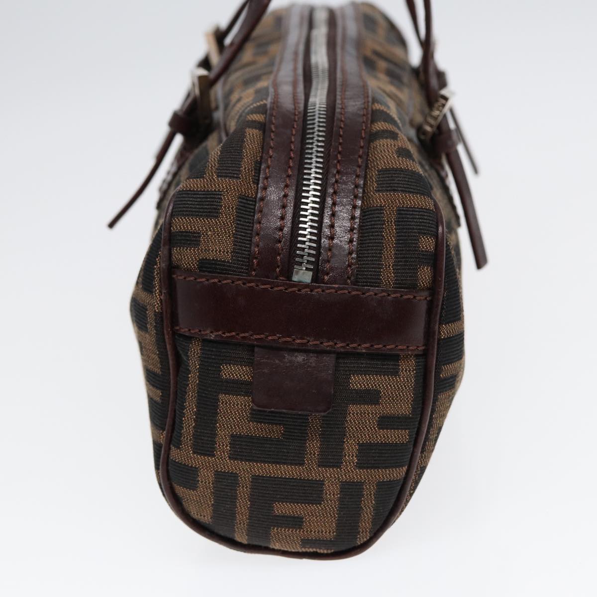 Luxury Fendi Zucca Canvas Hand Bag Brown Black Silver88785