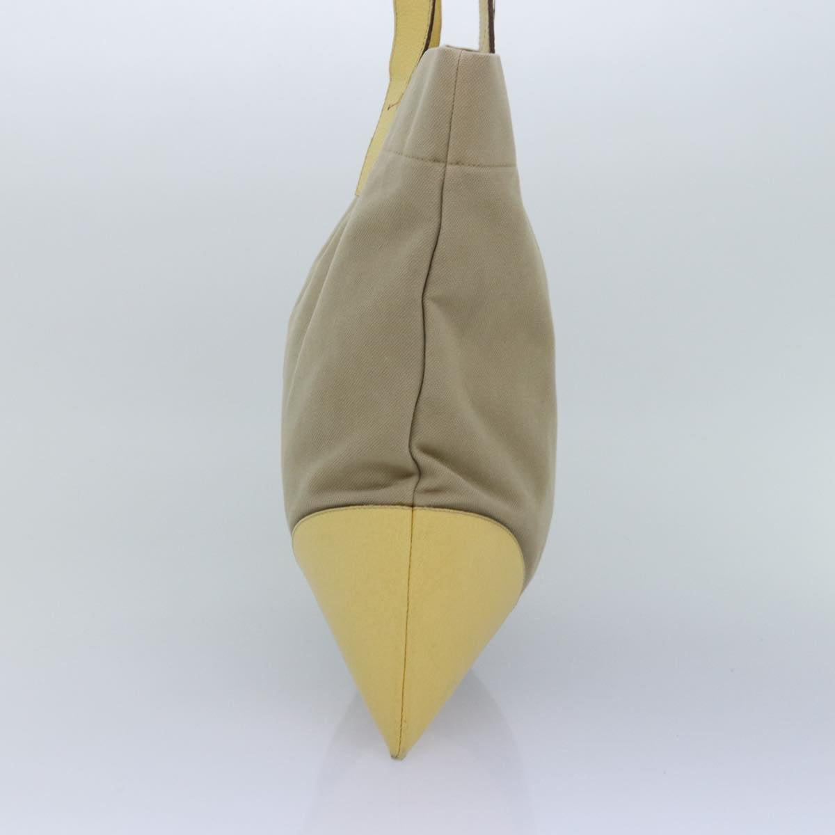 Luxury Prada Tote Bag Canvas Leather Beige Yellow 88797