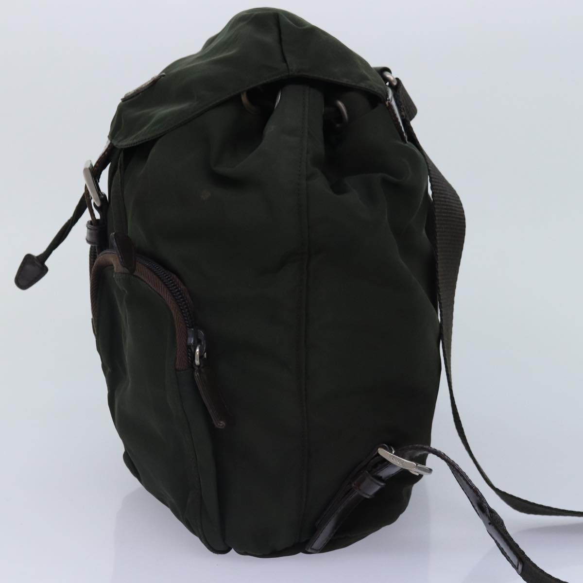 Luxury Prada Backpack Nylon Khaki Brown Silver 88801