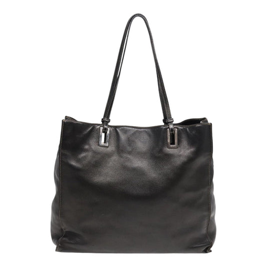 Luxury Prada Tote Bag Leather Black Silver 89039