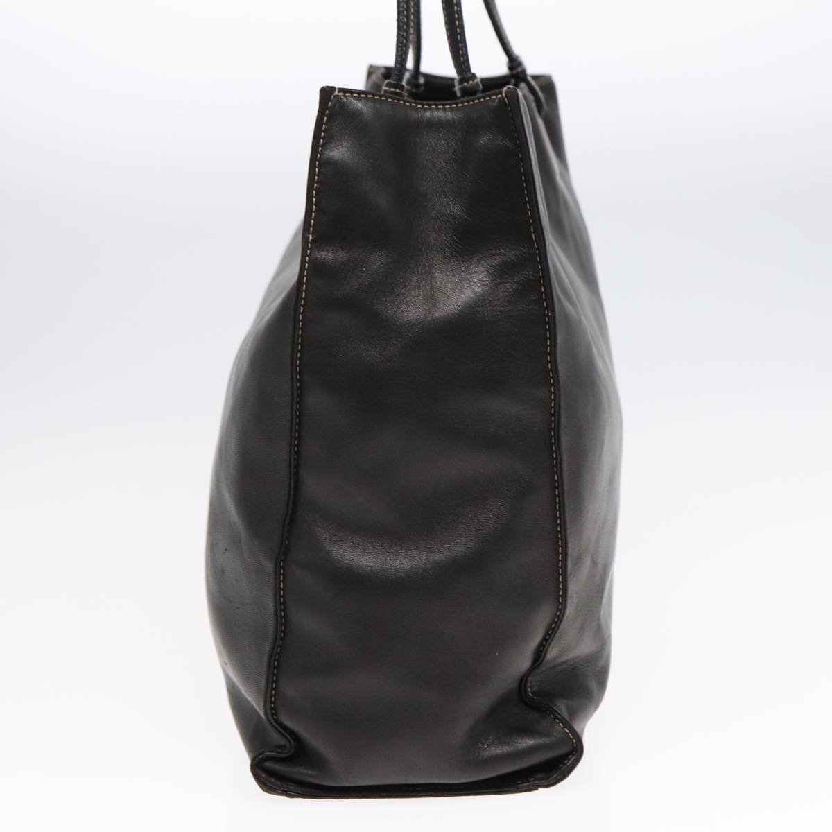 Luxury Prada Tote Bag Leather Black Silver 89039