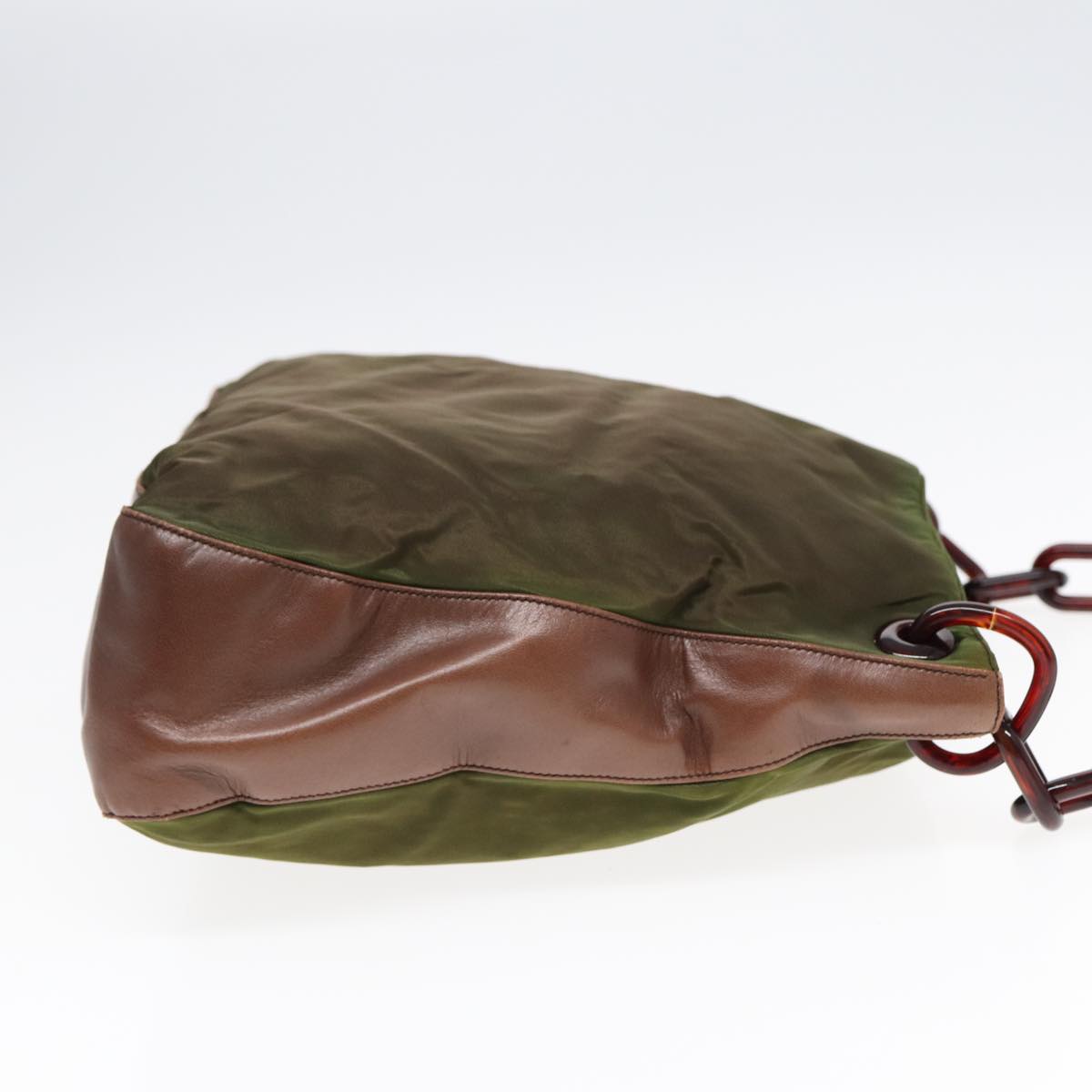 Luxury Prada Shoulder Bag Nylon Leather Green 89043