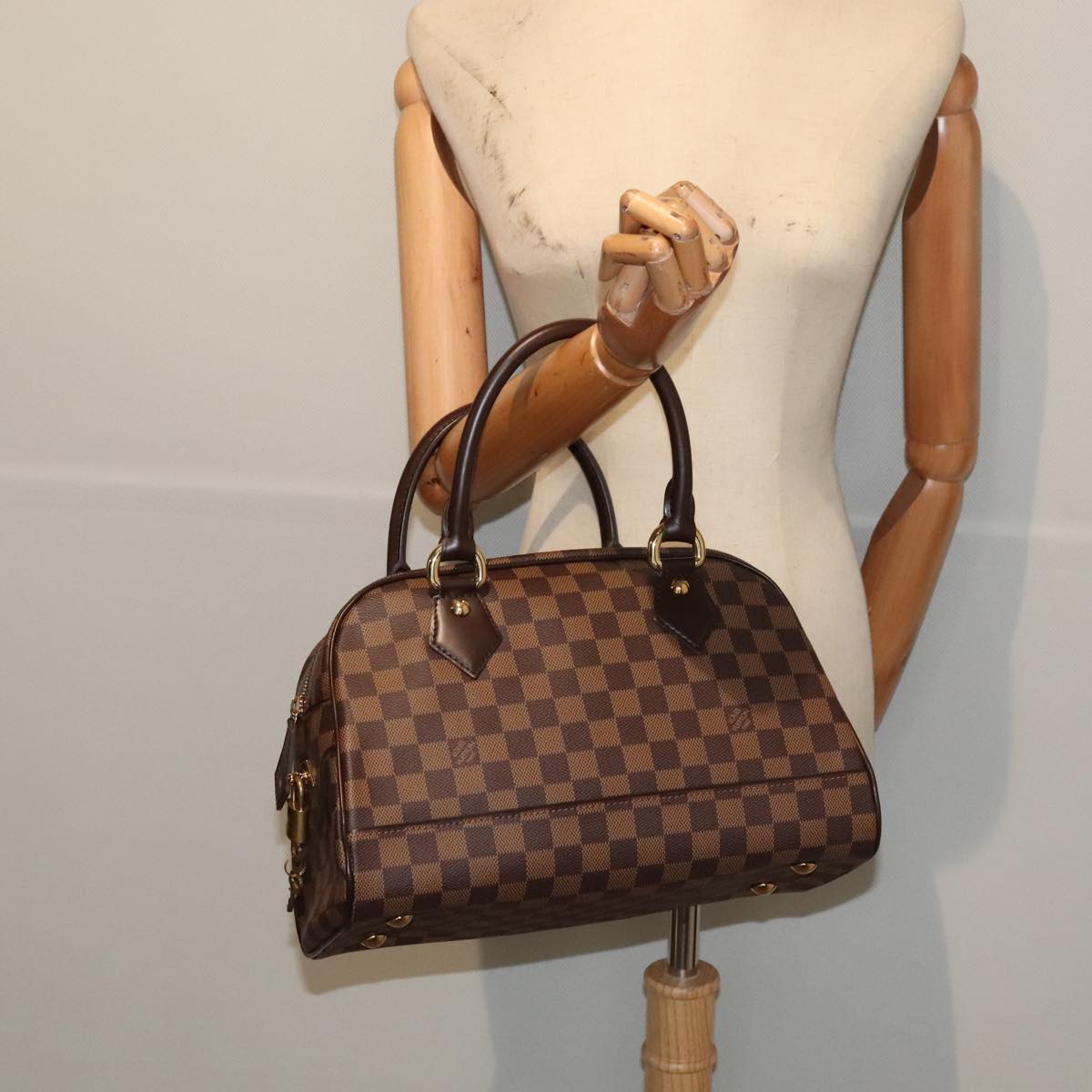 LOUIS VUITTON Damier Ebene Duomo Hand Bag N60008 LV 89065A