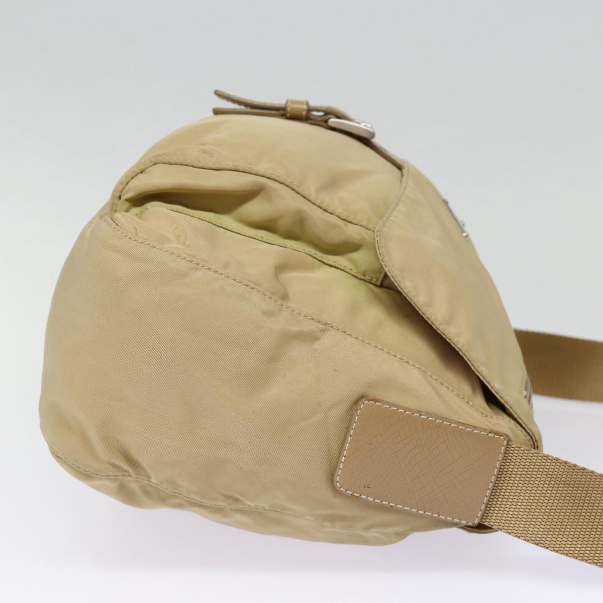 Luxury Prada Shoulder Bag Nylon Beige Silver 89116