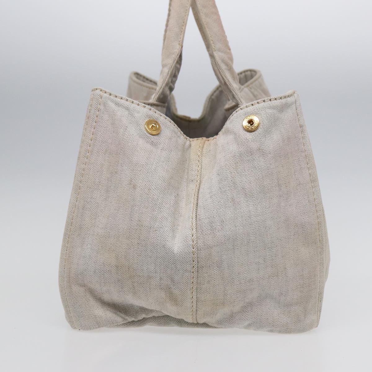Luxury Prada Canapa GM Hand Bag Canvas Gray Gold 89131