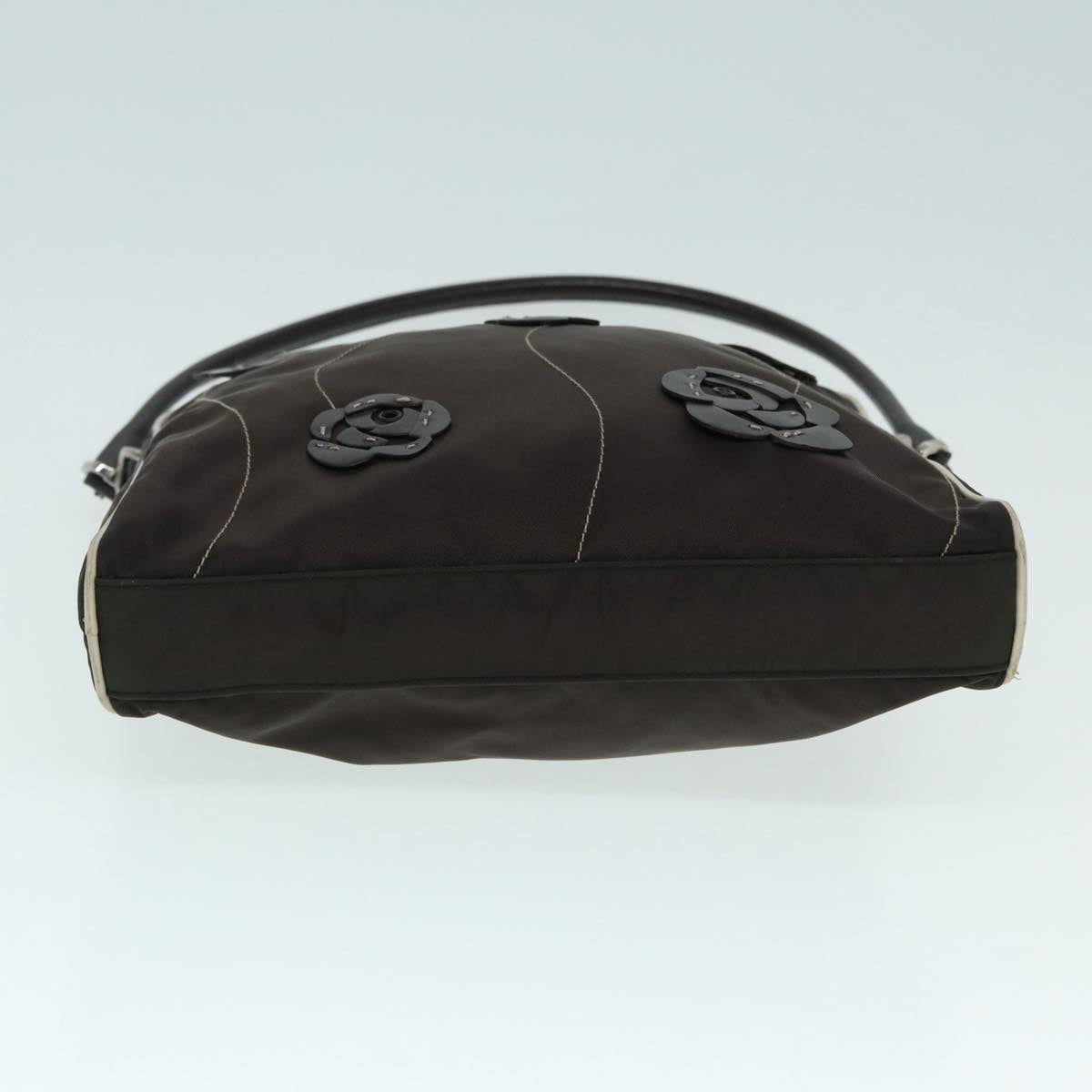 Luxury Prada Hand Bag Nylon Khaki Silver 89251