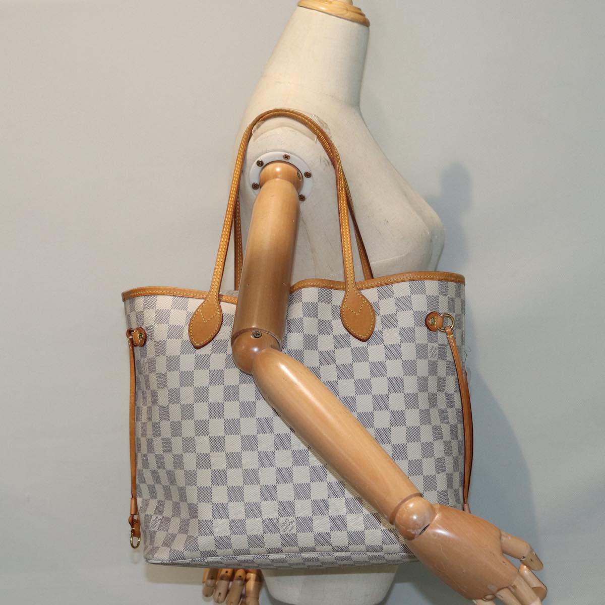 LOUIS VUITTON Damier Azur Neverfull MM Tote Bag N41605 LV 89255
