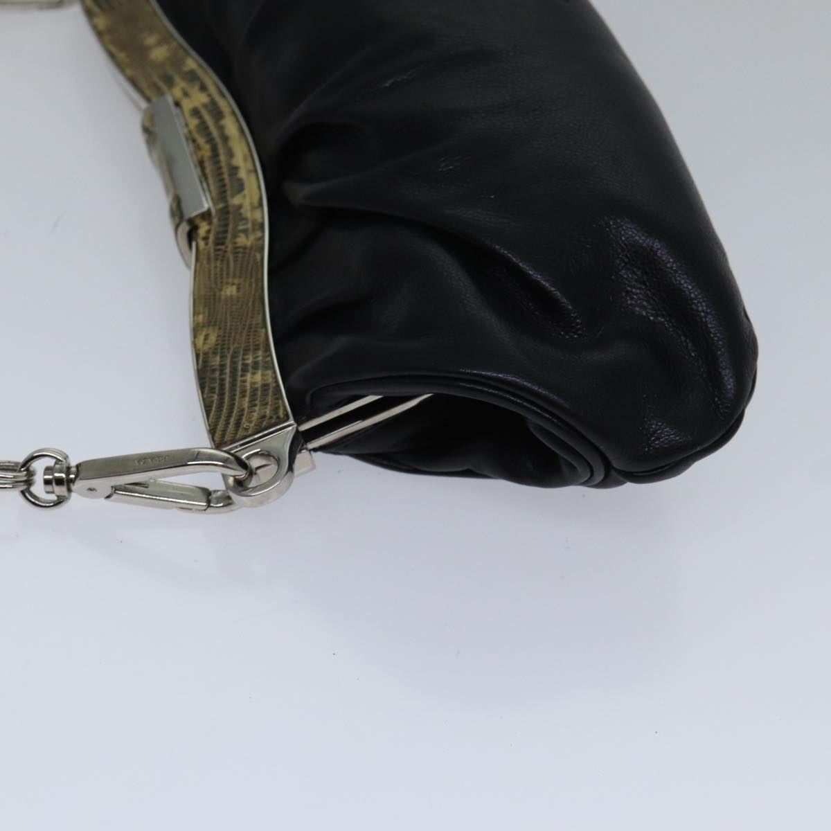 Luxury Prada Chain Shoulder Bag Leather Black 89318