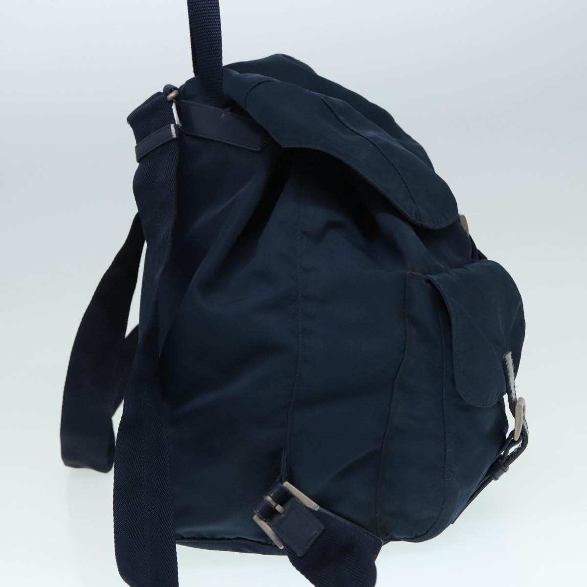 Luxury Prada Backpack Nylon Navy Silver 89367