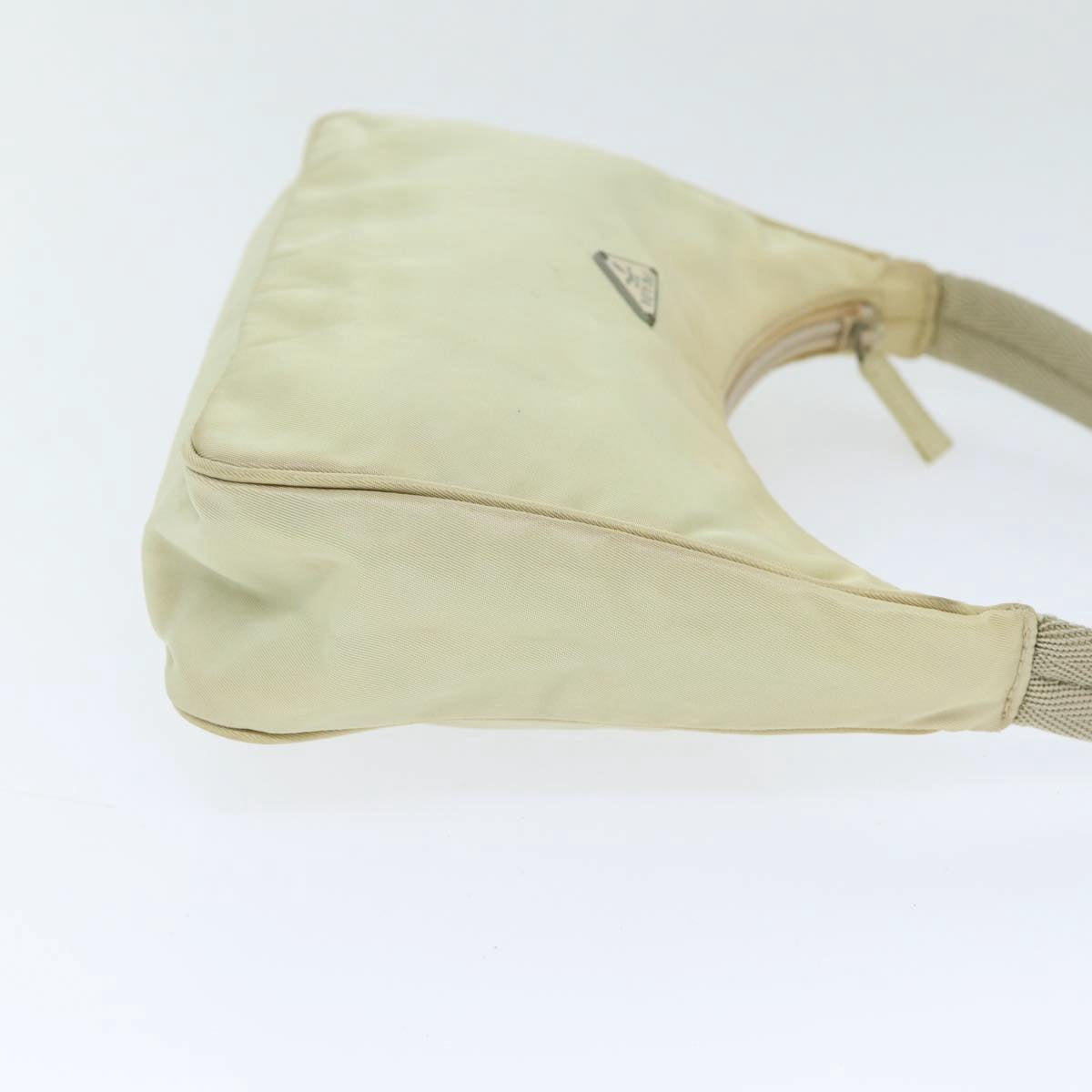 Luxury Prada Hand Bag Nylon Cream Silver 89428