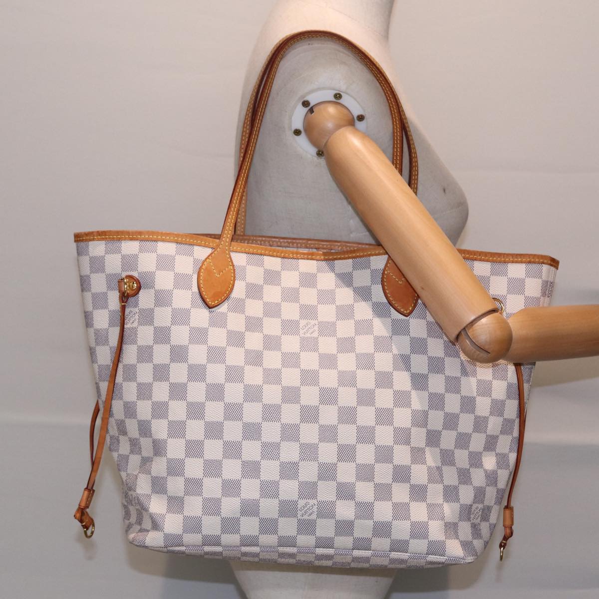 LOUIS VUITTON Damier Azur Neverfull MM Tote Bag N41605 LV 89572
