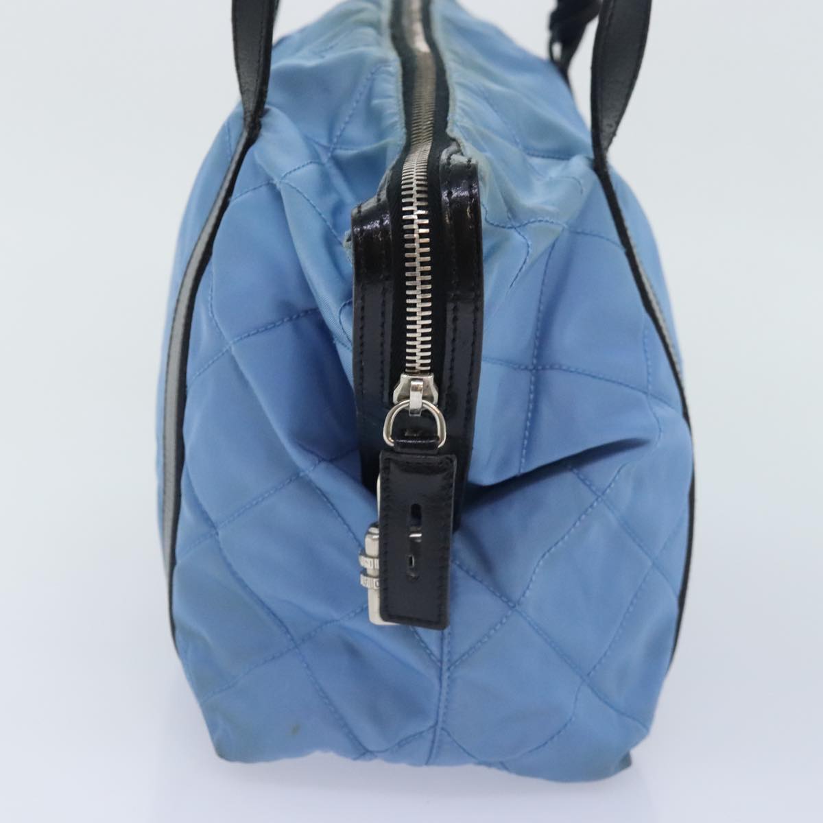 Luxury Prada Shoulder Bag Nylon Leather Blue Black Silver 89616