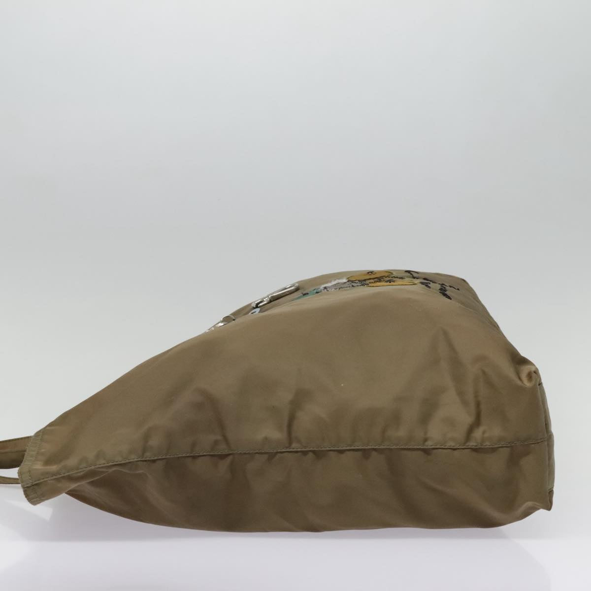 Luxury Prada Tote Bag Nylon Khaki Silver 89785
