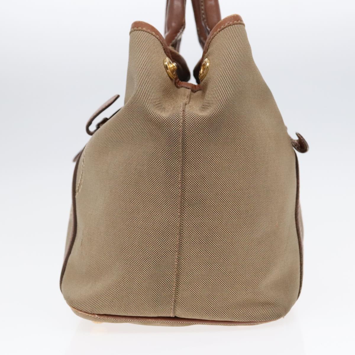 Luxury Prada Tote Bag Canvas Leather 2way Beige Gold 89786