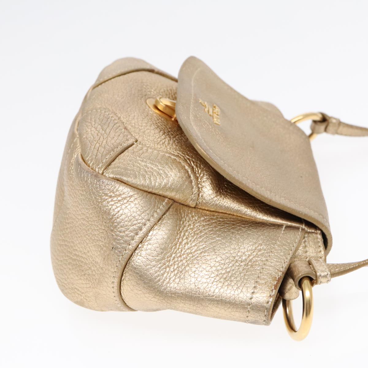 Luxury Prada Shoulder Bag Leather Gold 89788