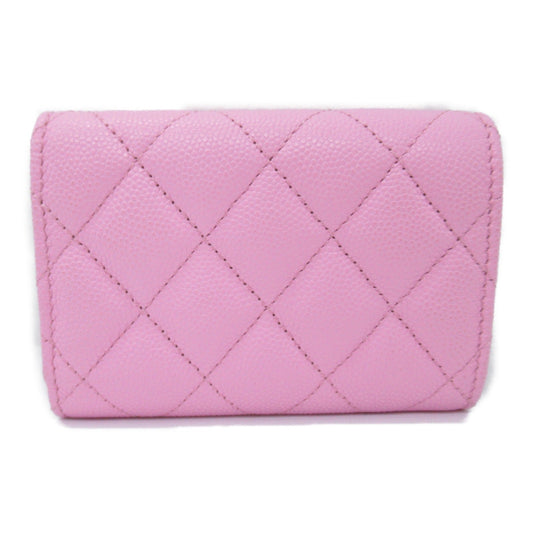 Chanel Three Fold Wallet Three Folded Wallet Caviar S (Green ) Black