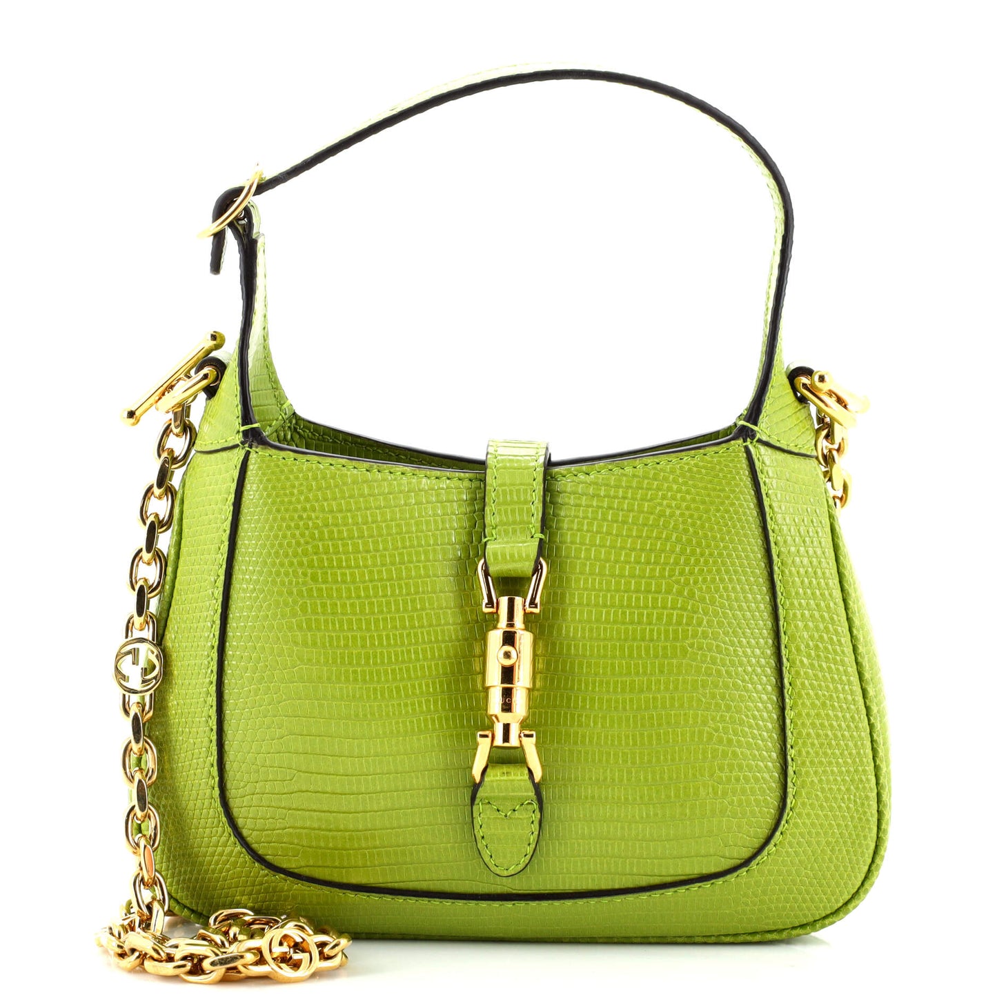 Luxury Gucci Trending 2025 Jackie 1961 Chain Hobo Metallic Lizard Mini