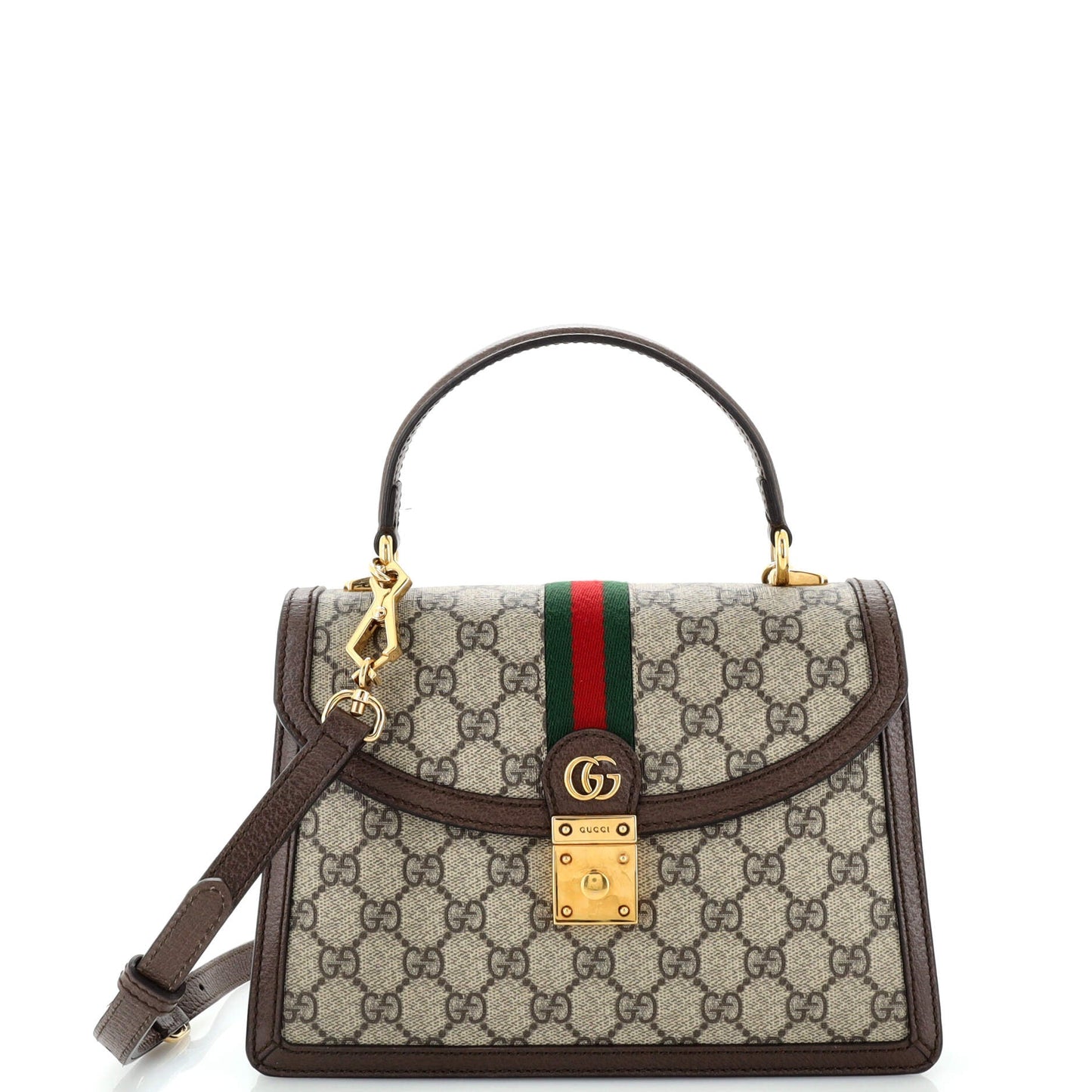 Luxury Gucci Trending 2025 Ophidia Flap Top Handle Bag GG Coated Canvas Small