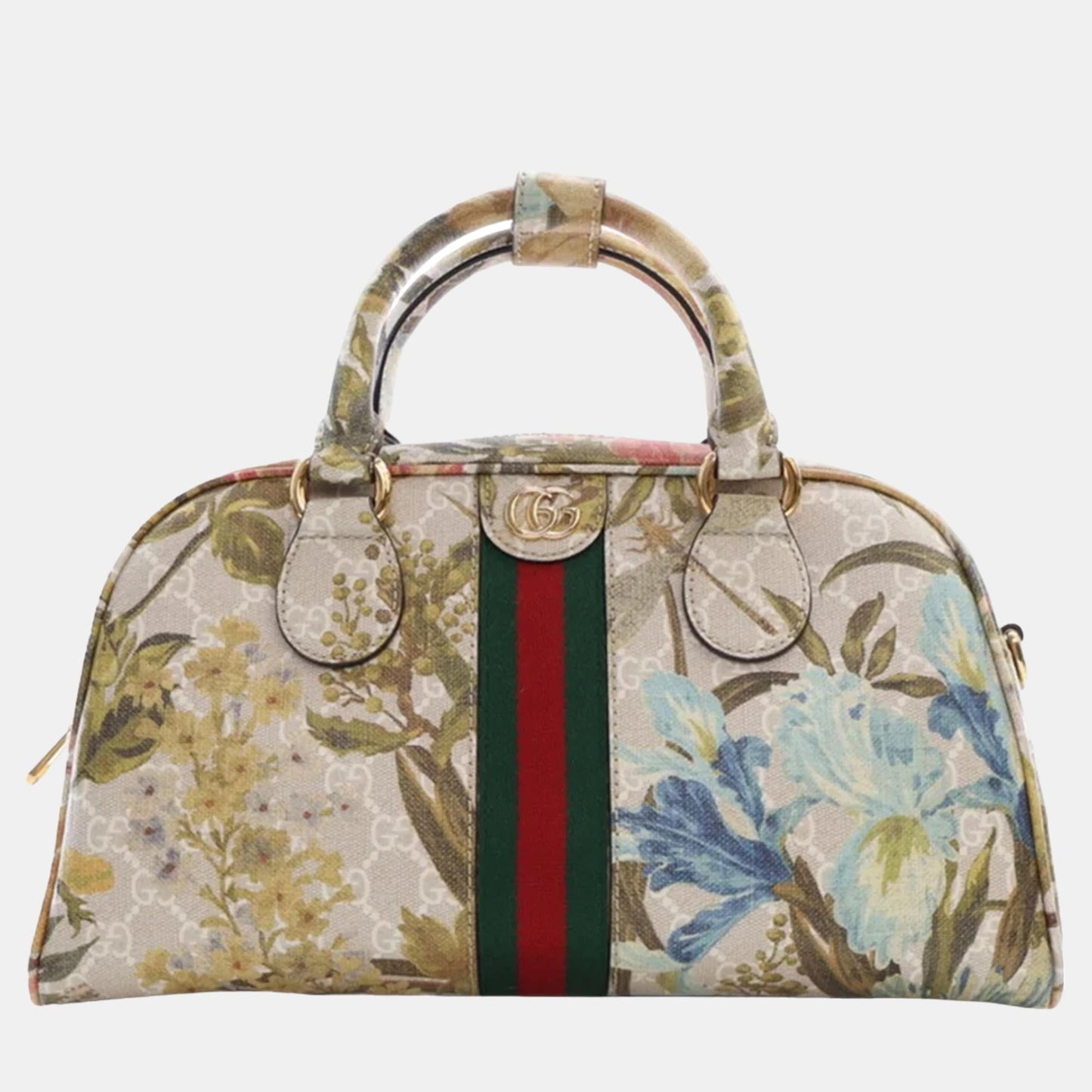 Luxury Gucci Trending 2025 Beige GG Supreme Ophidia Flora Satchel