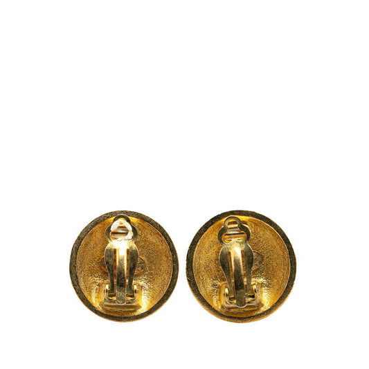 Chanel Vintage Coco Mark Round Earrings Gold