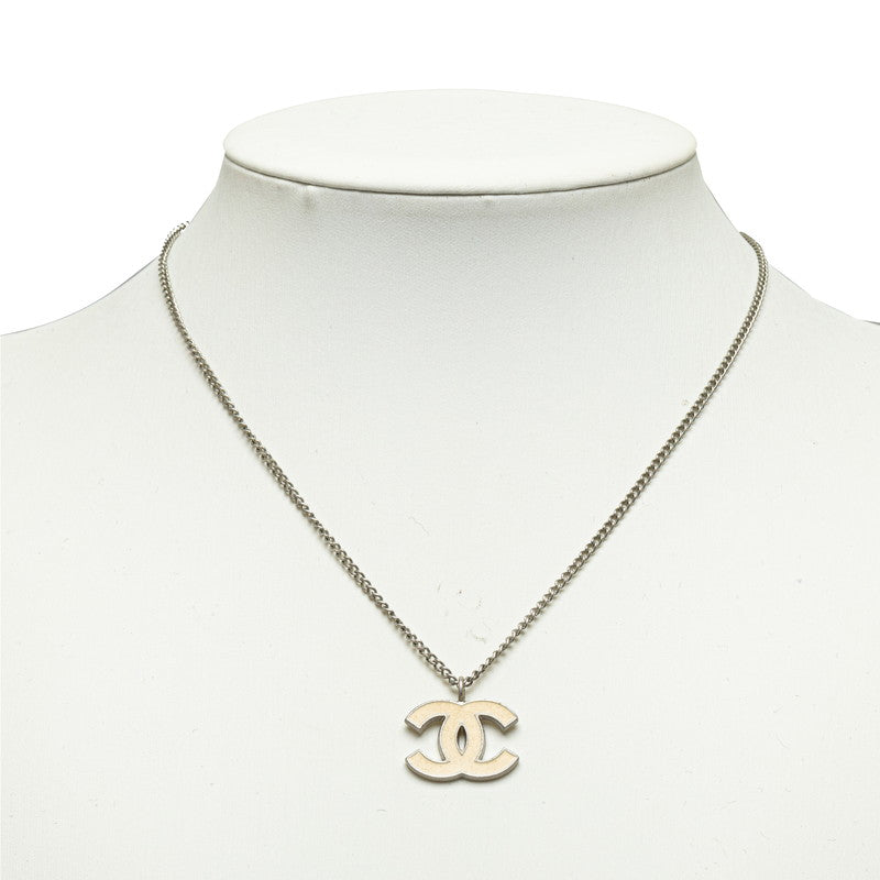 Chanel Coco Necklace Silver Beige Metal Chanel