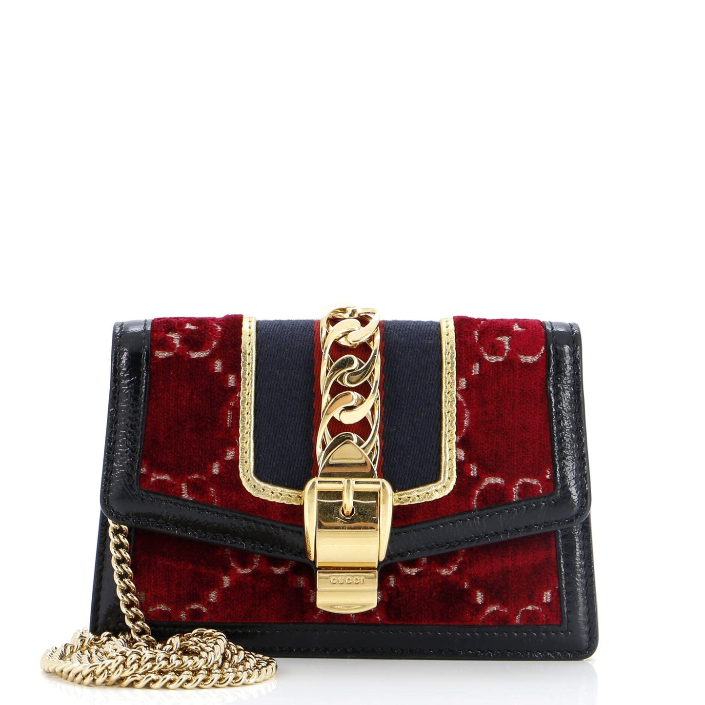 Luxury Gucci Trending 2025 Sylvie Chain Shoulder Bag GG Velvet Super Mini