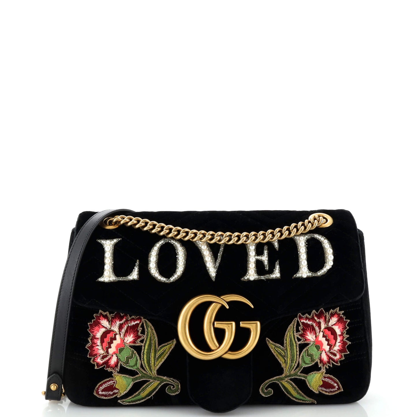 Luxury Gucci Trending 2025 GG Marmont Flap Bag Embroidered Matelasse Velvet Medium