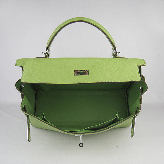 Luxury Hermes Kelly 35cm Togo Leather Handbag Green/Silver
