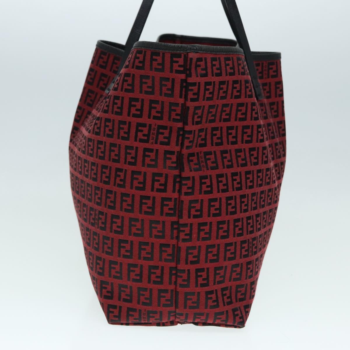 Luxury Fendi Zucchino Canvas Tote Bag Red Black Silver90199