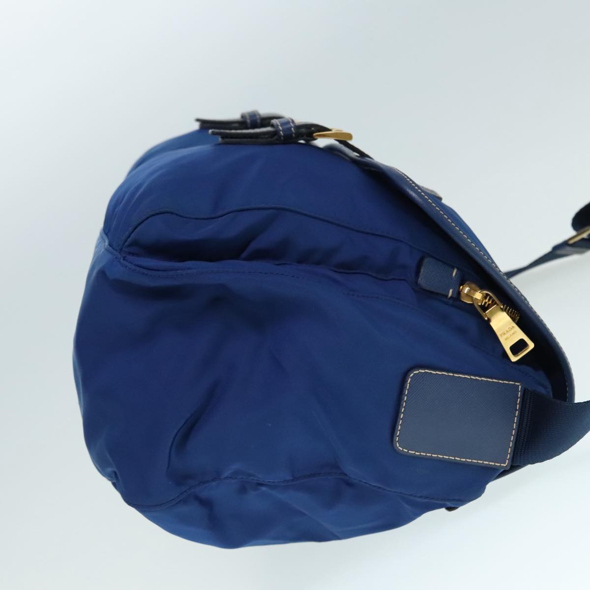Luxury Prada Shoulder Bag Nylon Blue Gold 90221