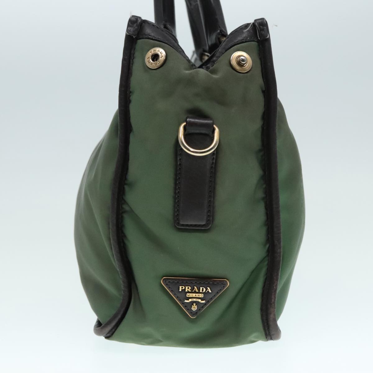 Luxury Prada Hand Bag Nylon 2way Khaki Gold 90222