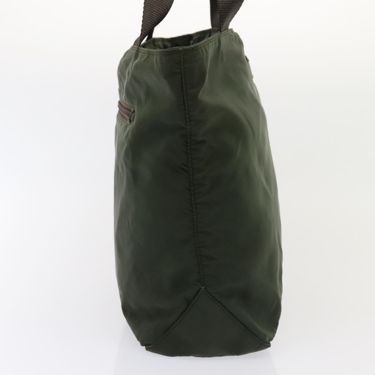 Luxury Prada Tote Bag Nylon Khaki Silver 90543