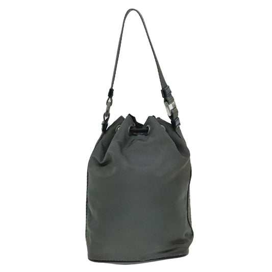 Luxury Prada Hand Bag Nylon Gray Silver 90824