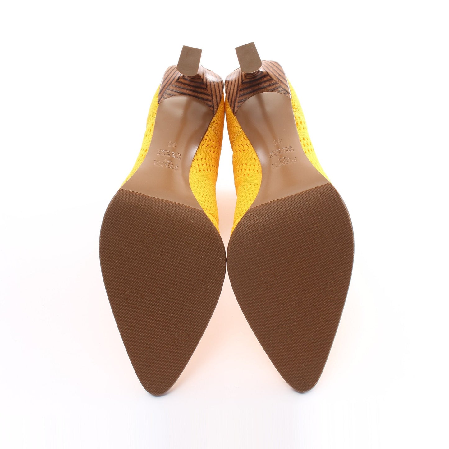 Luxury Fendi Knit Boots Fabric Yellow Pointed toe