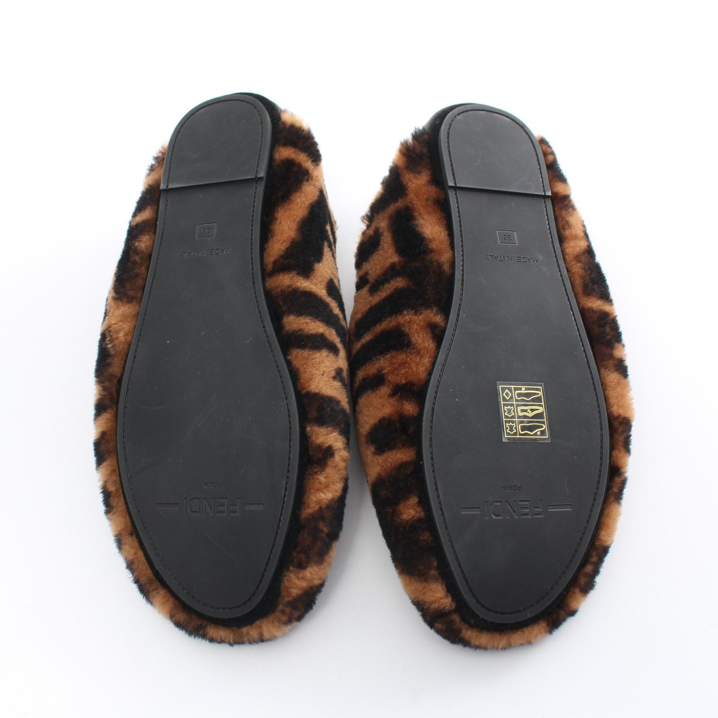 Luxury Fendi Zucca Room shoes Flat shoes Boa Fabric Leather Light brown Black