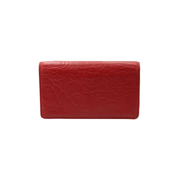Luxury Chanel Red Camelia Wallet