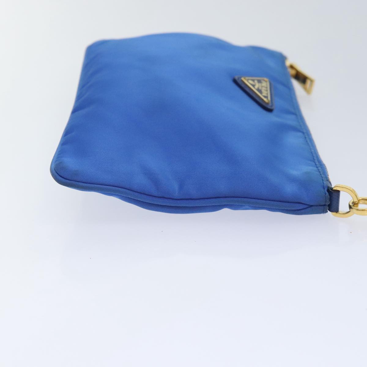 Luxury Prada Accessory Pouch Nylon Blue Gold 90956