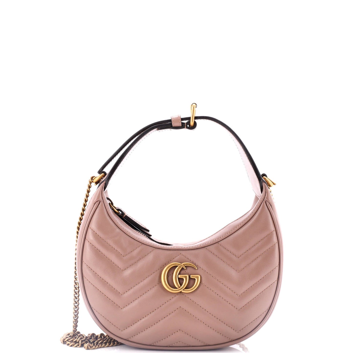 Luxury Gucci Trending 2025 GG Marmont Half Moon Hobo Leather Mini
