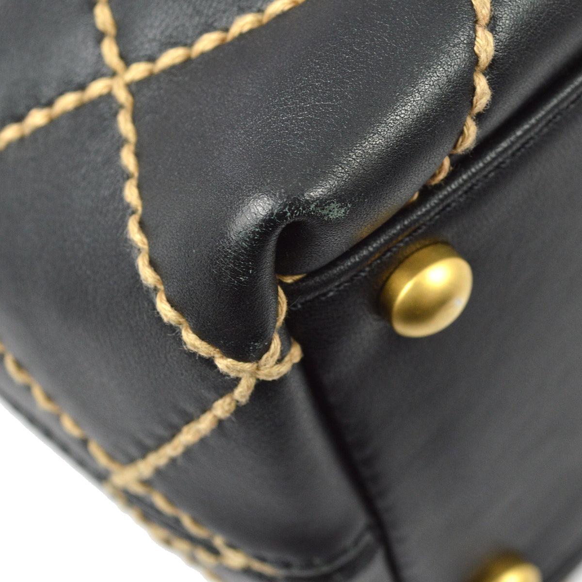 Luxury Chanel 2003-2004 Black Calfskin Wild Stitch Handbag