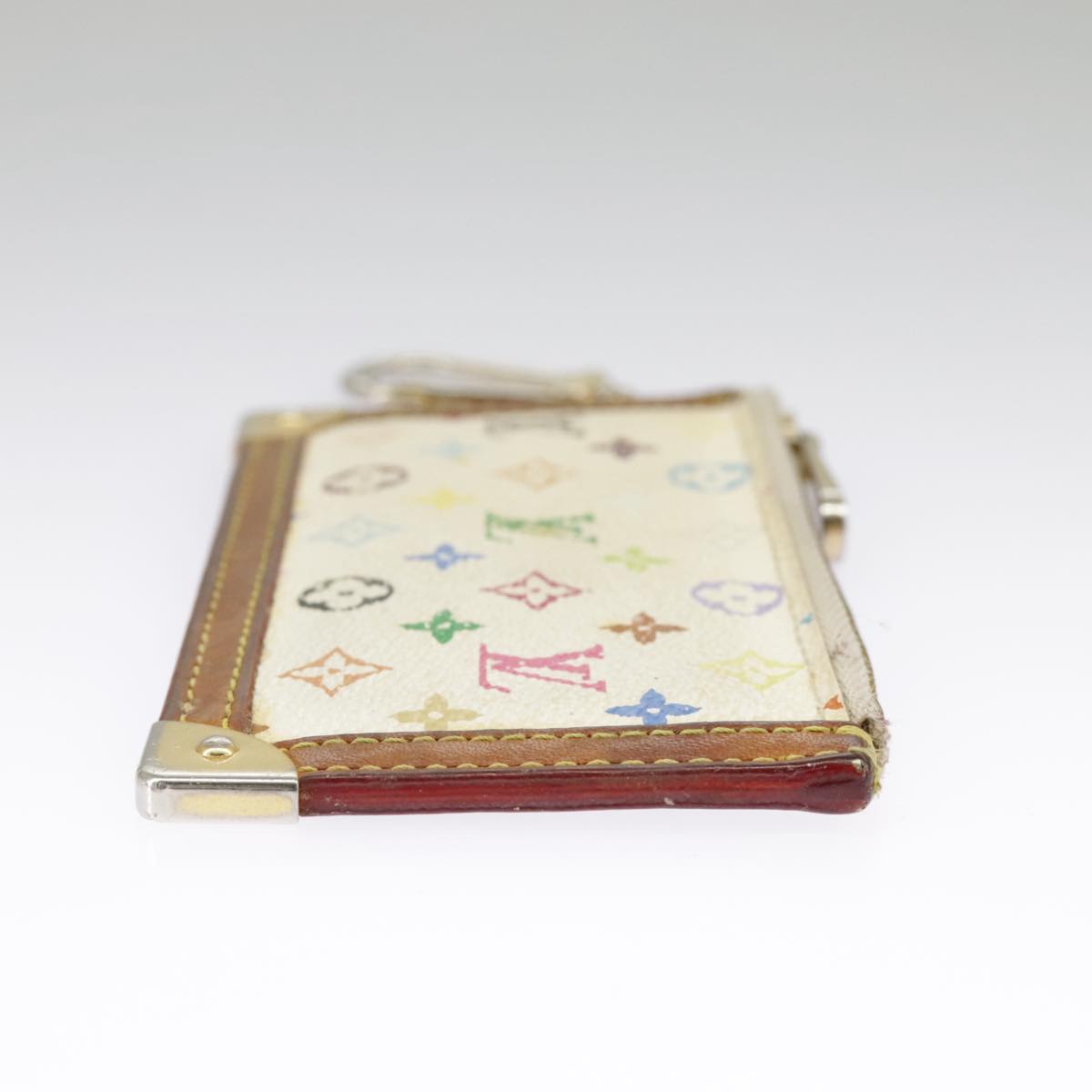 LOUIS VUITTON Multicolor Pochette Cles Coin Purse White M92655 LV 91043